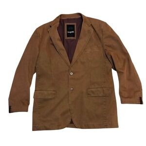 Bugatti Cotton Twill Tailored Sport Coat Blazer Mens 48 Brown German Design